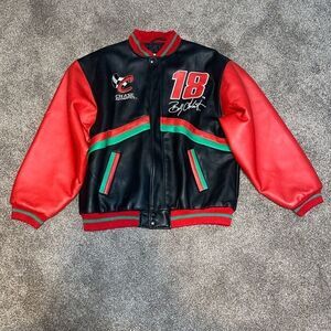 Nascar Chase Authentic #18 Bobby Labonte Faux Leather Jacket Men's Size Lg